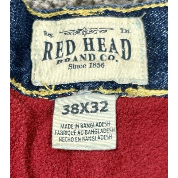 New Red Head Jeans Men's 38 x 32 Blue Denim Red Fleece Lined Straight Leg NWT - Picture 6 of 14